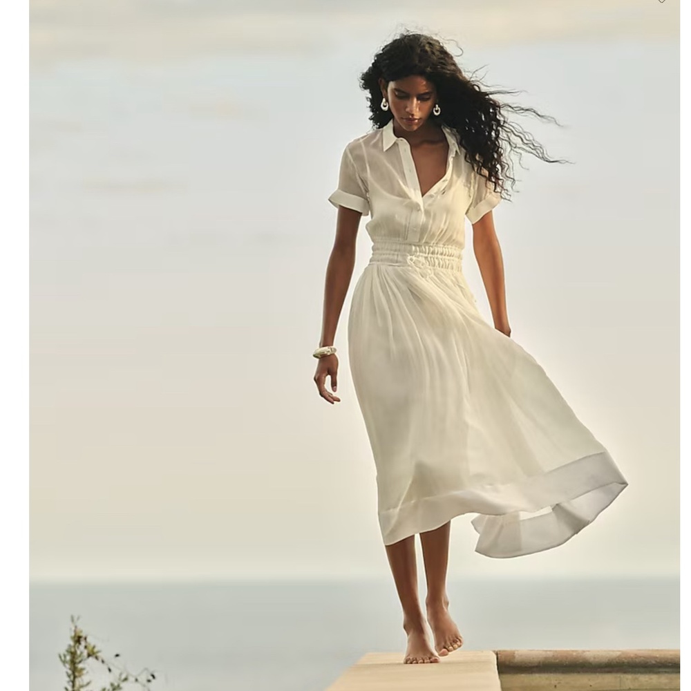 🏷️NWT *** with exception  J.Crew Elena shirtdress in White chiffon SZ 2